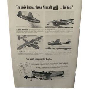 Vintage 1943 Martin Aircraft Axis Knows These Aircraft Ad Advertisement
